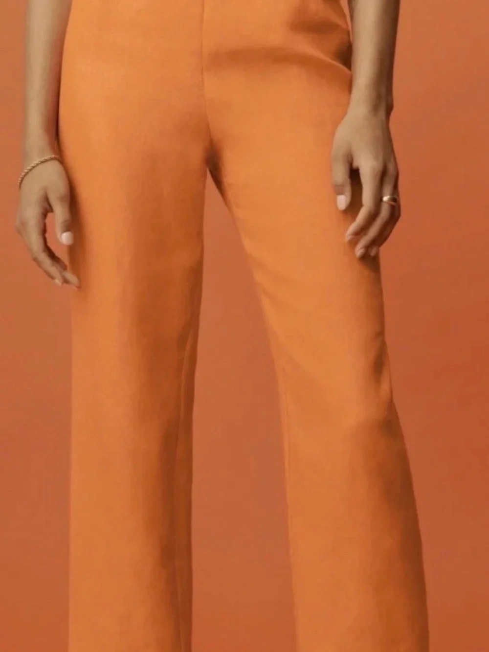 Reformation Orange Linen Scalloped Hem Ankle Pants Size 8